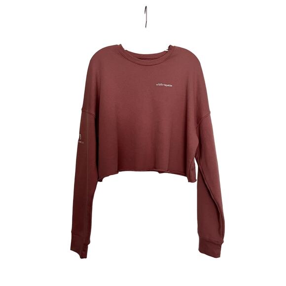 Women's The Well Raw Edge Cropped Sweatshirt Wildly Capable Size Large - Picture 1 of 7